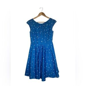Boden Fit and Flare Blue and White Polka Dot Dress - Size 4P